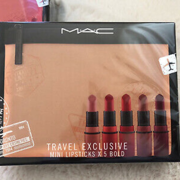 NIB MAC Travel Exclusive Mini Lipstick set 5 BOLD shade Velvet Teddy Russian Red - Picture 1 of 4